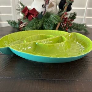 New! Stoneware Chip & Dip Leaf Platter by Tabitha Brown for Target Green & Teal